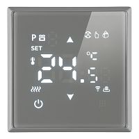 Терморегулятор Wi-Fi (механизм), STEKKER, 250В, 3500Вт, серия Эмили, RSW00-5119-10, платиново-серый, soft touch