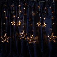 Светодиодная гирлянда Feron CL29 бахрома Звезды  3м  + 3м 230V 2700K, статичная, c питанием от сети, прозрачный шнур