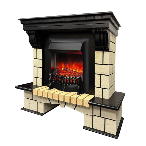 Электрокамин RealFlame Stone ML STD античный дуб c очагом Fobos Lux Black RC фото 2