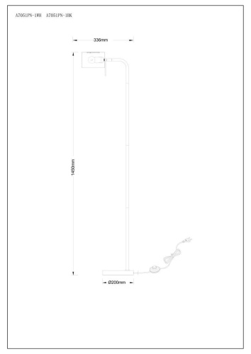 Торшер Arte Lamp Sebastian A7051PN-1BK фото 2