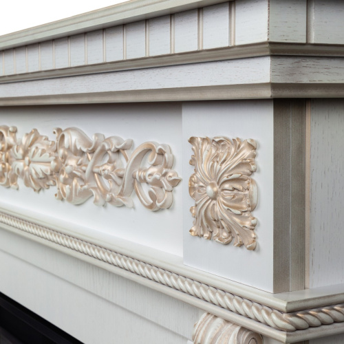 Каминокомплект ESTELLA/ЭЛЛИ Белый дуб с золотой патиной с очагом Электроочаг MOONBLAZE LUX/МУНБЛЕЙЗ фото 6