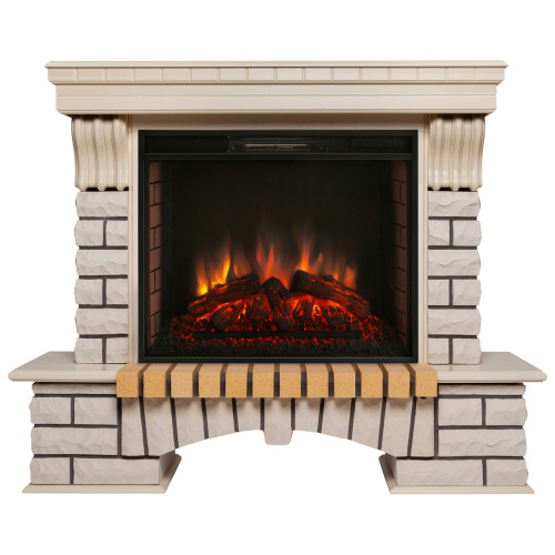 Каминокомплект COUNTRY/БРУКЛИН Белый дуб с очагом Электроочаг EPSILON 26