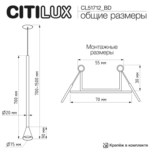 Citilux DUZA CL51712_BD Подвесной встраиваемый светильник Латунь фото 6 Citilux DUZA CL51712_BD Подвесной встраиваемый светильник Латунь фото 6