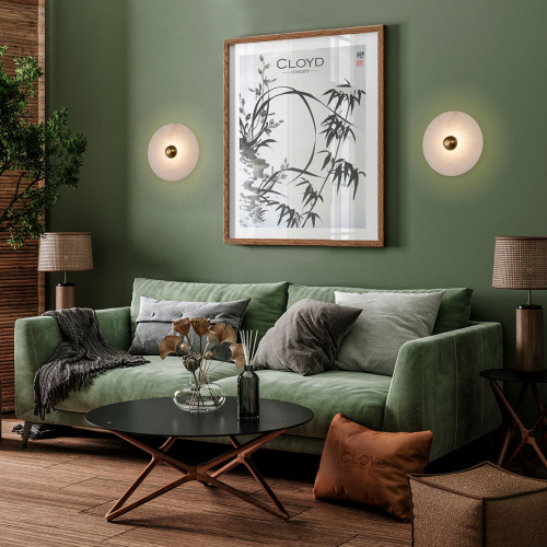 Бра Cloyd AXIOM-A W1 / Ø30 см - алебастр - латунь (арт.20332)