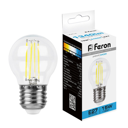 Лампа светодиодная Feron LB-515 Шарик E27 15W 230V 6400K Лампа светодиодная Feron LB-515 Шарик E27 15W 230V 6400K