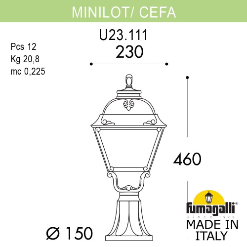 Fumagalli Ландшафтный фонарь FUMAGALLI MINILOT/CEFA U23.111.000.BXE27 фото 2 Fumagalli Ландшафтный фонарь FUMAGALLI MINILOT/CEFA U23.111.000.BXE27 фото 2
