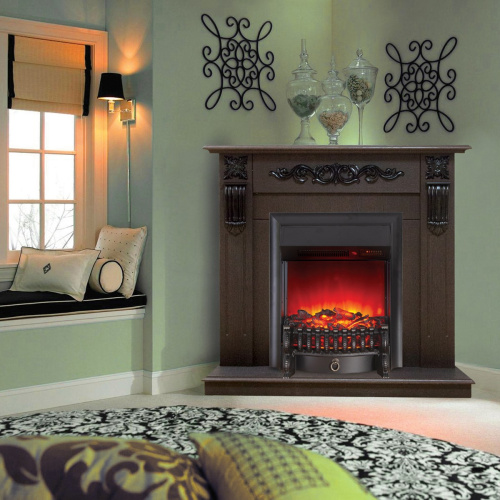 Электрокамин RealFlame Dominica Corner DN орех с очагом Fobos Lux Black RC фото 8