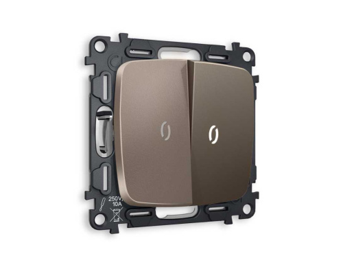 Комплект механизма 2-кл выключателя AMBRELLA VOLT с подсветкой 5600K OMEGA Темная бронза матовый QUANT (OP6340, VM115, G14W) MO634015