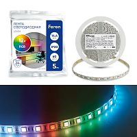 Светодиодная LED лента Feron LS606, 60SMD(5050)/m 14,4W/m 12V 5m RGB