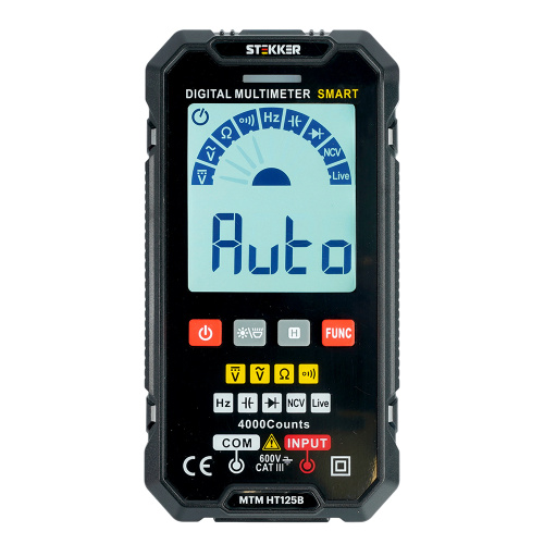 MTM HT125B Мультиметр цифровой, 4000 отсчетов, 2 батареи тип ААА 1,5В, автоматический, черный фото 3