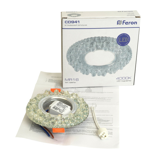 Светильник встраиваемый с LED подсветкой Feron CD941 потолочный MR16 G5.3 прозрачный фото 7