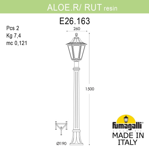 Fumagalli Садовый светильник-столбик FUMAGALLI ALOE`.R/RUT E26.163.000.WXE27 фото 3 Fumagalli Садовый светильник-столбик FUMAGALLI ALOE`.R/RUT E26.163.000.WXE27 фото 3