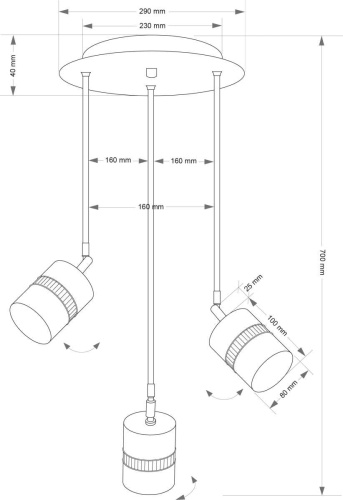 Подвесной светильник  KUTEK VESTO VES-ZW-3(P)P фото 2
