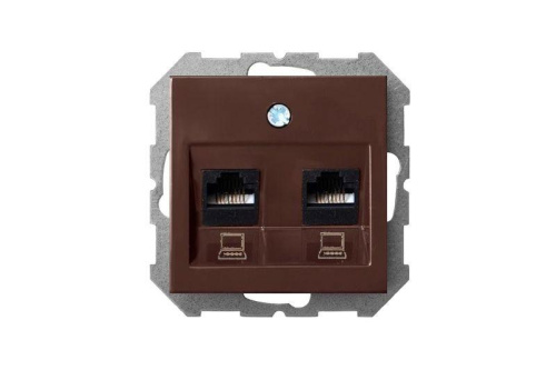 Розетка 2хRJ45 Liregus Epsilon коричневый 28-1451 фото 2