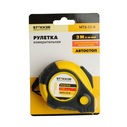 Рулетка, 3 м х 16 мм, прорезиненное покрытие, II класс точности, автостоп MTS-73-R фото 4