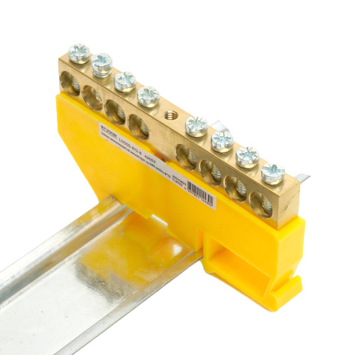 Шина "PE" STEKKER на изоляторе 8*12 на DIN-рейку 8 выводов, желтый, LD555-812-8 фото 4