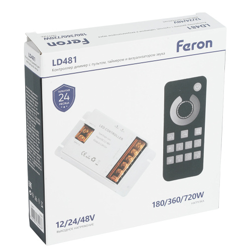 LD481 Контроллер ДИММЕР с пультом, таймером и визуализатором звука, 12-24-48V фото 4