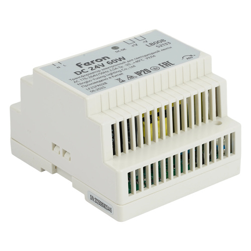 Трансформатор электронный для светодиодной ленты и оборудования на DIN-рейку 60W 24V 77*92*56мм IP20, LB008 фото 4