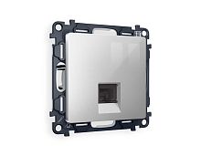 Комплект механизма телефонной розетки AMBRELLA VOLT ALFA Серебро глянец RJ-11(4P4C) с шторкой QUANT (AP4120, VM190) MA412030