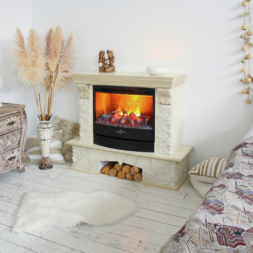 Электрокамин RealFlame Rockland Lux WT белый дуб с золотой патиной с очагом 3D Firestar 25,5 фото 8 Электрокамин RealFlame Rockland Lux WT белый дуб с золотой патиной с очагом 3D Firestar 25,5 фото 8