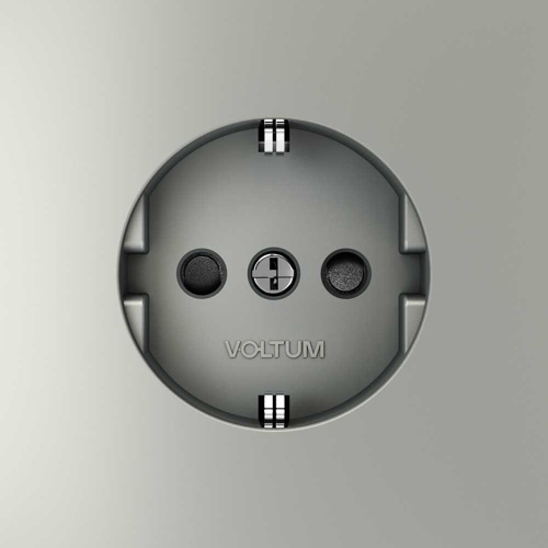 Розетка встраиваемая Voltum S70 с заземлением и защитными шторками, 16А, (сталь) VLS040205