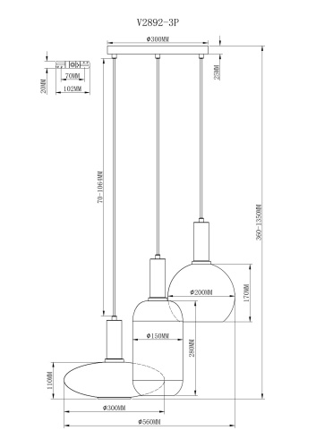 Подвесной светильник Moderli V2892-3P Martin фото 3