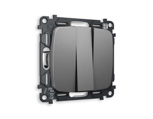 Комплект механизма 3-кл выключателя AMBRELLA VOLT OMEGA Антрацит серый 10A-250V QUANT (OP6550, VM133) MO655010