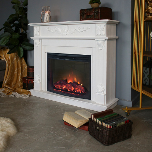 Каминокомплект PHILADELPHIA/ВЕРОНА Белое золото с очагом Электроочаг EVRIKA 25.5 фото 6