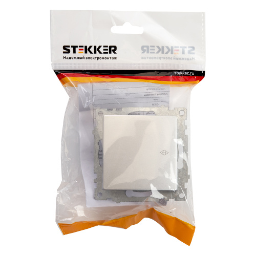 Переключатель 1-клавишный (механизм), STEKKER GLS10-7105-03, 250V, 10А, серия Катрин, серебро фото 3
