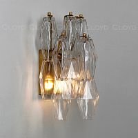 Бра Cloyd CALCUTTA W1 / выс. 37 см - латунь - прозрачн.стекло (арт.20485)