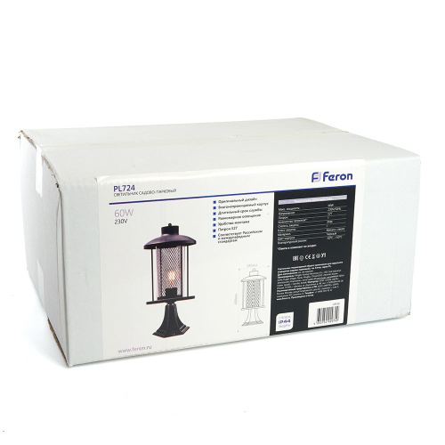 Светильник садово-парковый Feron PL724  на постамент 60W 230V E27, черный фото 3