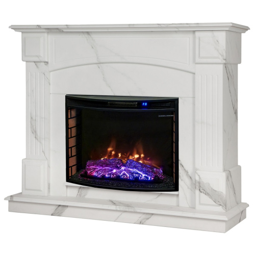 Каминокомплект CAROLINA/БОСТОН Мрамор Каррара с очагом Электроочаг QUEEN/КУИН 25.5 фото 2