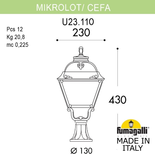 Fumagalli Ландшафтный фонарь FUMAGALLI MIKROLOT/CEFA U23.110.000.BYE27 фото 2 Fumagalli Ландшафтный фонарь FUMAGALLI MIKROLOT/CEFA U23.110.000.BYE27 фото 2