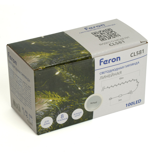 Светодиодная гирлянда Feron CL581 линейная Роса (на плоском проводе) 220V 5000K c питанием от сети фото 3