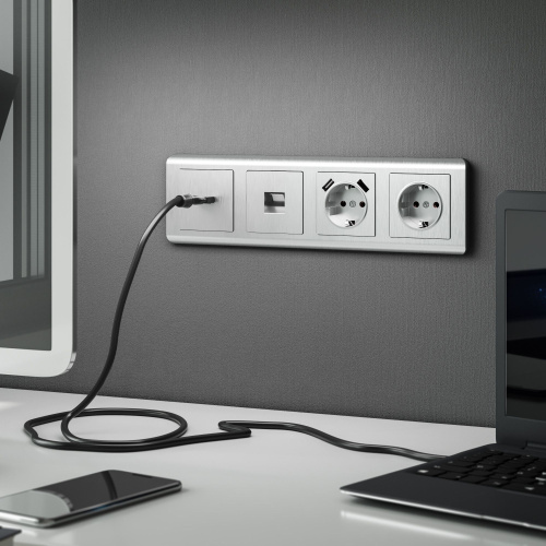 Накладка для розетки HDMI (серебряный рифленый) WL09-HDMI-CP фото 2 Накладка для розетки HDMI (серебряный рифленый) WL09-HDMI-CP фото 2