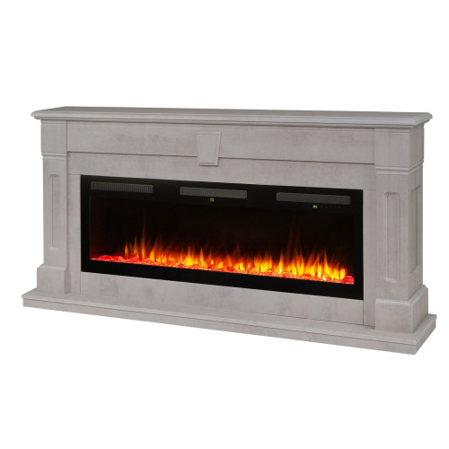 Каминокомплект KELLIE/БРИСТОЛЬ Бетон светлый с очагом Электроочаг EMERALD/ЭМЕРАЛЬД 50 фото 2