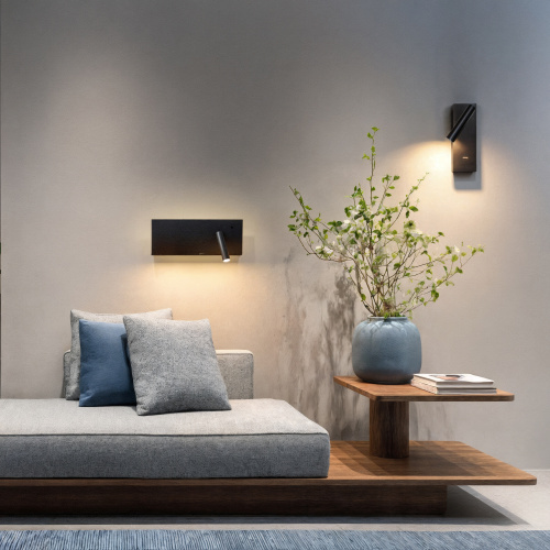 Светильник настенный CHARGELUX, с функцией беспроводной зарядки, USB-A , 3Вт+8Вт, 3000К, левый, алюминий, черный фото 2