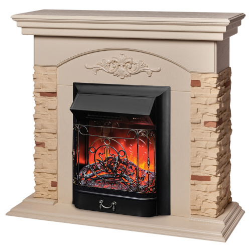 Каминокомплект NEAPOLIS/ЛАНКАСТЕР Слоновая кость с очагом Электроочаг MAJESTIC LUX RC/МАДЖЕСТИК С ПУЛЬТОМ фото 2